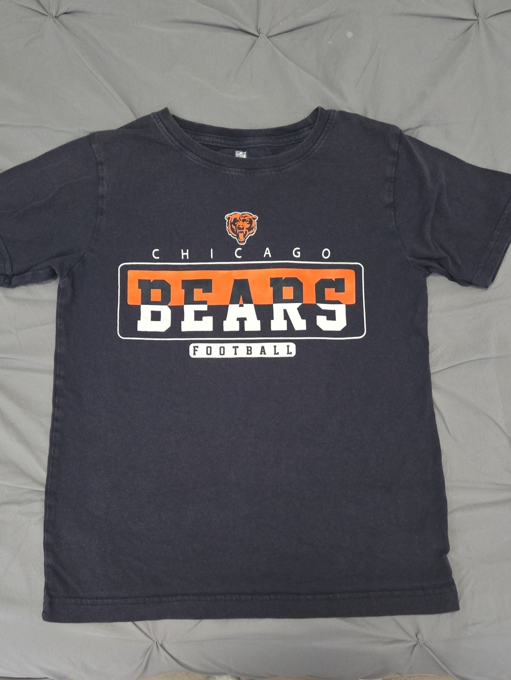 NFL Chicago Bears Navy Blue Tee with Orange Logo Boys Med